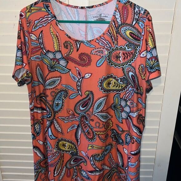 Bobbie Brooks coral paisley print tunic top size 1X - Picture 1 of 4